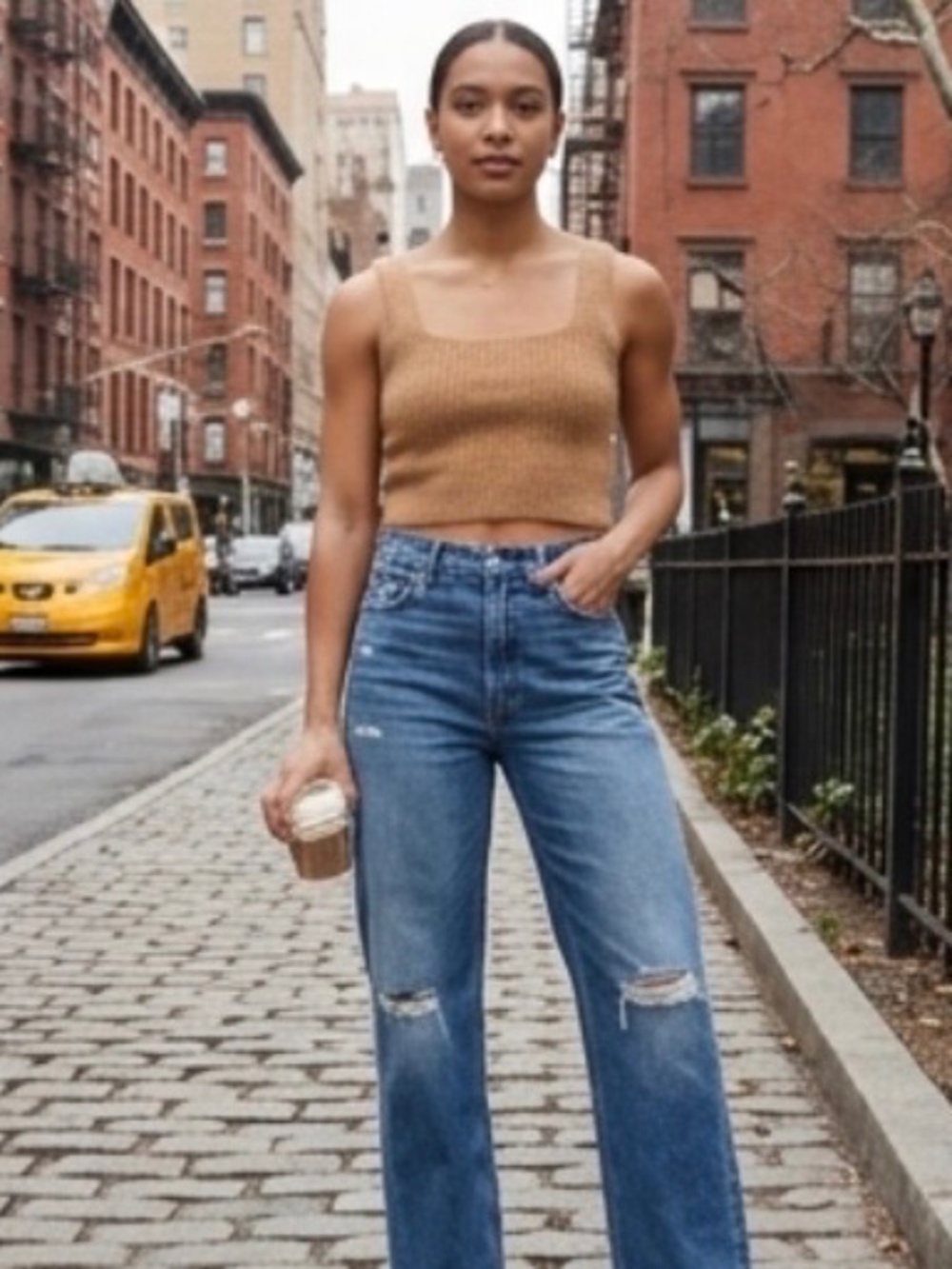 NWT Everlane The Cozy-Stretch Crop Tank Came! Wool Yak Knit Top Small